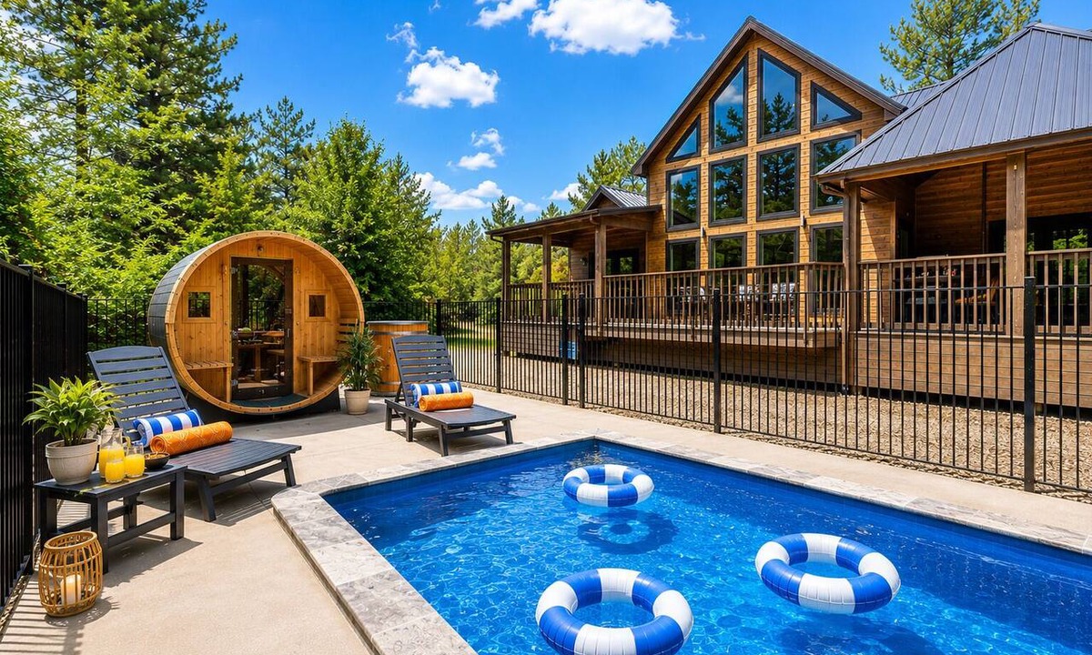 Hochatown Cabin | Heated Pool ColdPlunge Sauna HotTub Firepit Playground Arcade Heart of Hochatown