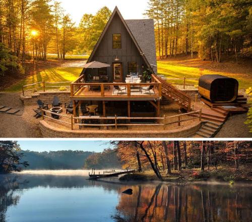 Mill Spring House | LUXE-Lakefront Home, Private Dock, Hot Tub, Sauna, Fire Pit, Canoe, Paddle Boards, Infinity Game Table, Epic Mtn & Lake Views, Universal EV Station