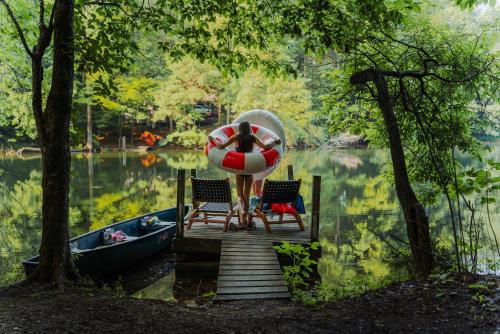 Rockbridge House | Waterfront A Frame with Dock Canoe Kayaks Family
