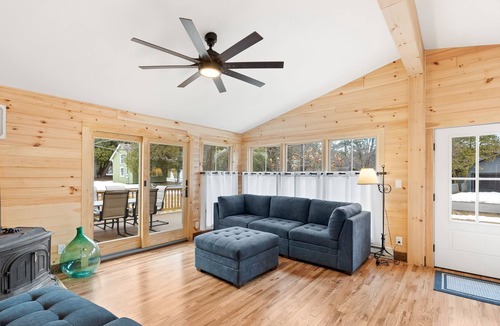 Silver Bay House | Lake-view home with large deck, grill, lawn, & mtn views - dog-friendly