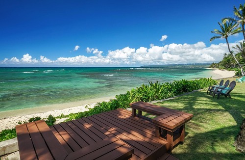 Mokuleia House | Oceanfront Family Escape w/A/C, Large Yard and Sunset Deck