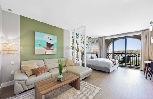Lake Las Vegas Condo | Sleek lakeside studio: luxe vibes, pool & view