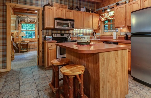 Smoky Mountains Cabin | Spacious creekside oasis with private hot tub, pool table, W/D, & fireplace