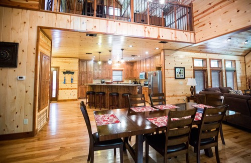 Broken Bow Cabin | Treasured Times-Spacious living area; Hot tub; Playset; Large yard!