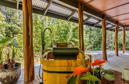 Volcano House | Volcano Tea House Cottage - Spa Bath, Hot Tub, and Fireplace with Japanese Decor