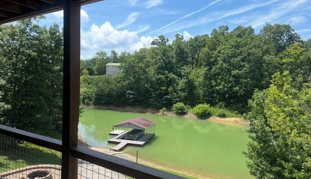 Lakefront covered dock sleeps 12