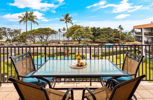 Ocean & West Maui mountain views, steps from beach